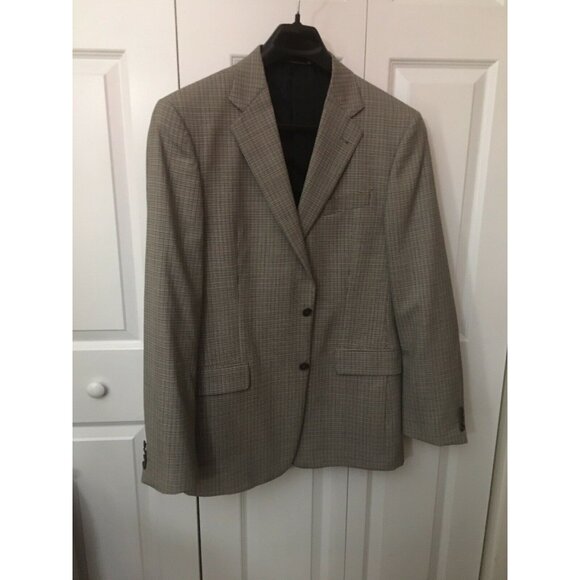 Joseph Abboud Men’s Sz 44 Plaid THIN STRIPPED BROWN BLACK Sport‎ JACKET Wool - Picture 4 of 6